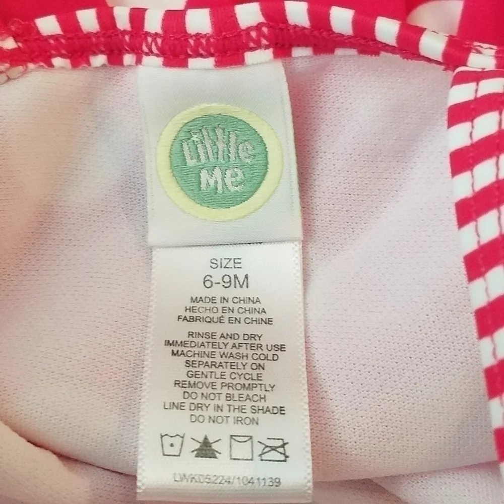 Little Me Polka Dot Ruffle Flower Swimsuit 6-9m
